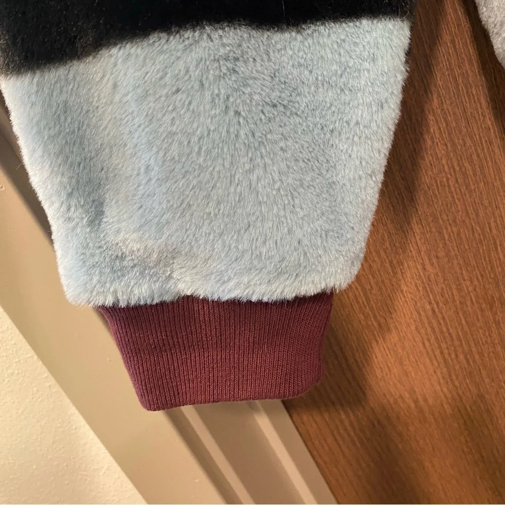 Lou‎ & Gray Faux Fur Striped Pullover Sweater Size Large Crewneck Ribbed Trim - Picture 7 of 14